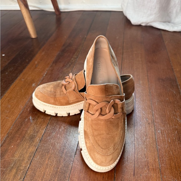gianluca pisati Shoes - Gianluca Pisati Tan Suede Loafers with Chain Detail
